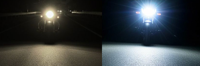 純正ハロゲンとLEDの光の比較(イメージ)