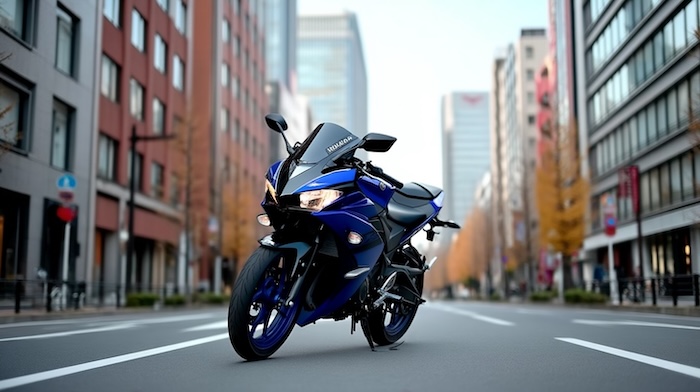 昼間の都会に停車しているYZF-R25