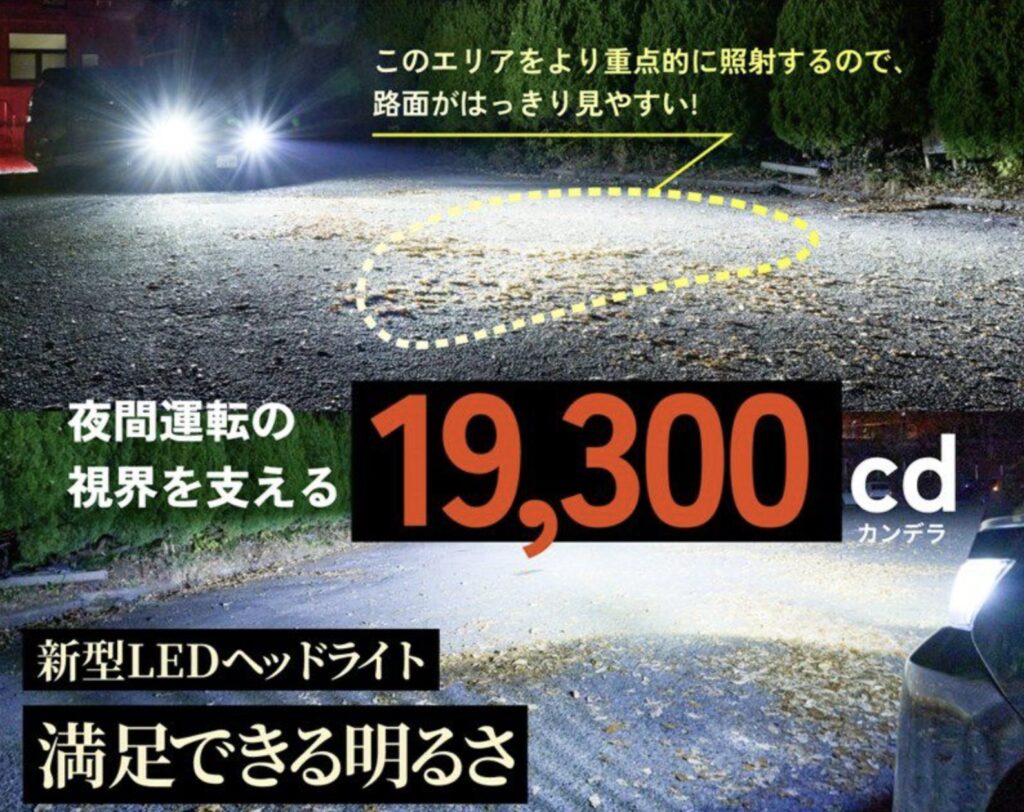 HID屋_DSシリーズ_照射イメージ_夜間運転の視界を支える19,300cd