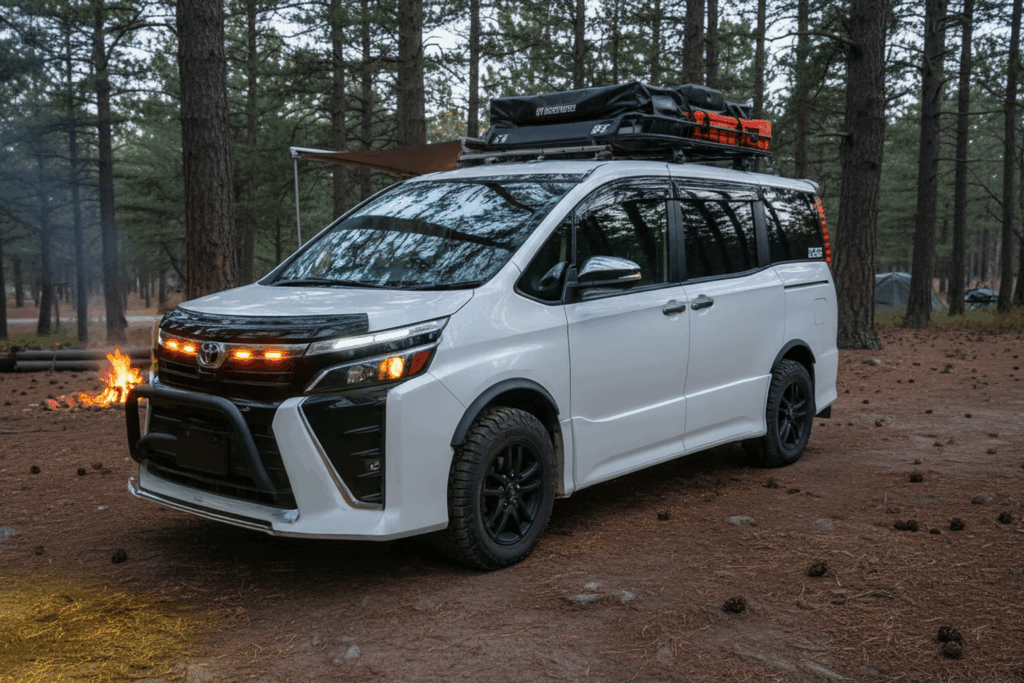 オフロード仕様にカスタムしたヴォクシー