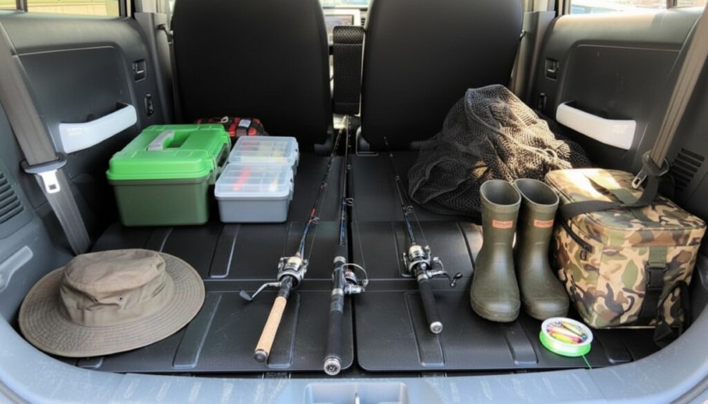 アウトドアでハスラーの荷室を使用している様子