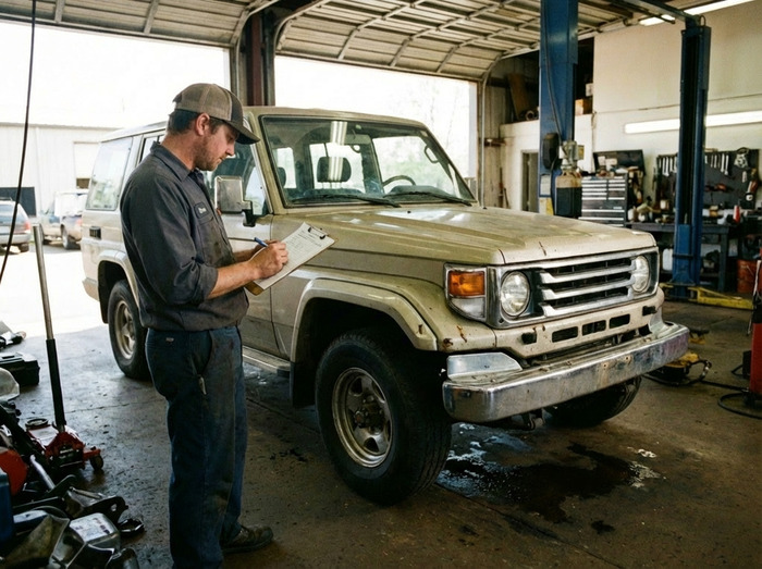 四輪駆動車と男性