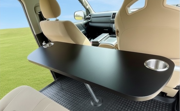 ハイエースアイデアグッズのフリップアップデーブル