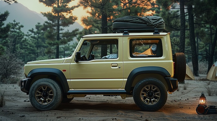 ジムニーでキャンプ場にて車中泊