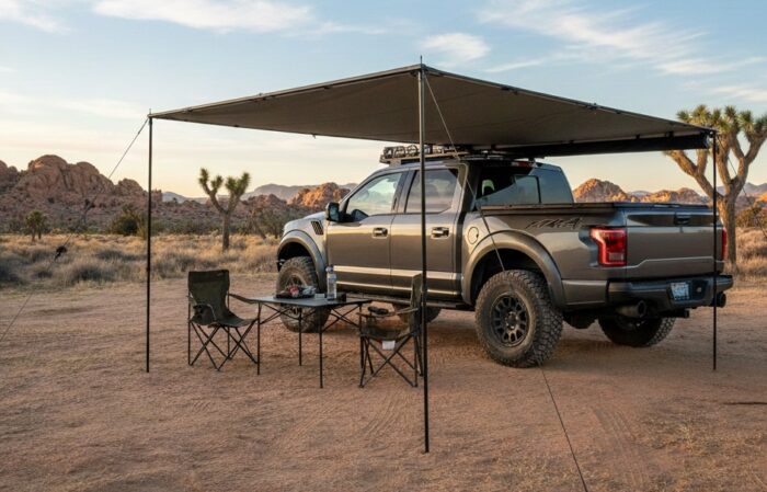 タープの使用イメージ（画像はハイラックスと異なります）