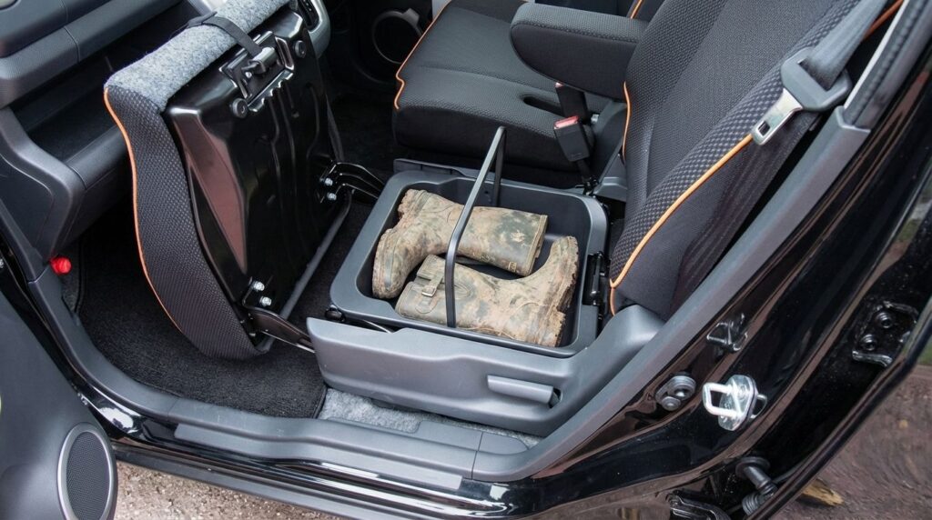 ハスラーの助手席下の収納ボックス