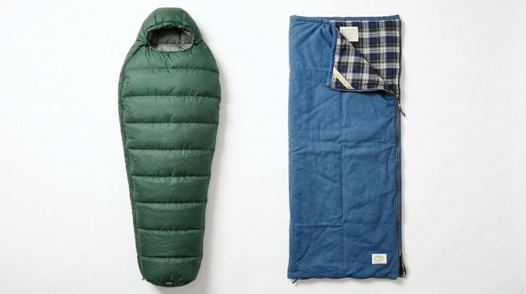車中泊で使用するマミー型と封筒型の寝袋