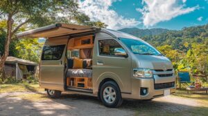 車中泊しているハイエース