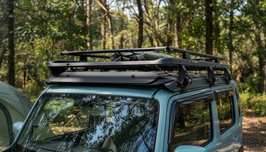 車中泊の荷物を分散するために使うルーフラックの例