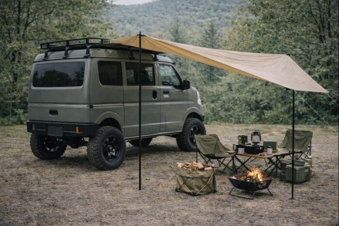 タープのイメージ(車両はエブリィとは異なります)