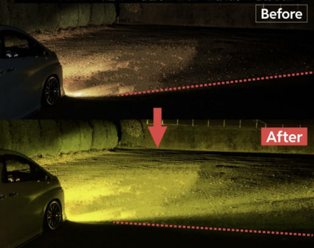 LEDフォグランプ照射比較_交換前後