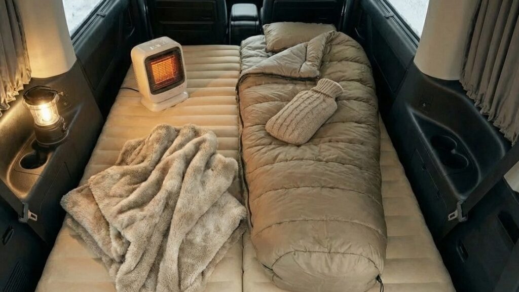 車中泊で使用する冬用の寝袋(シュラフ)