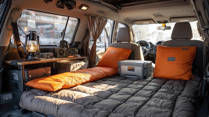 快適な車中泊の様子