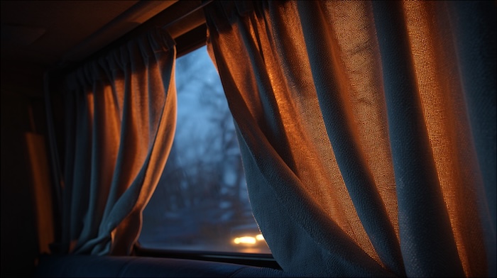 車内に設置したカーテン