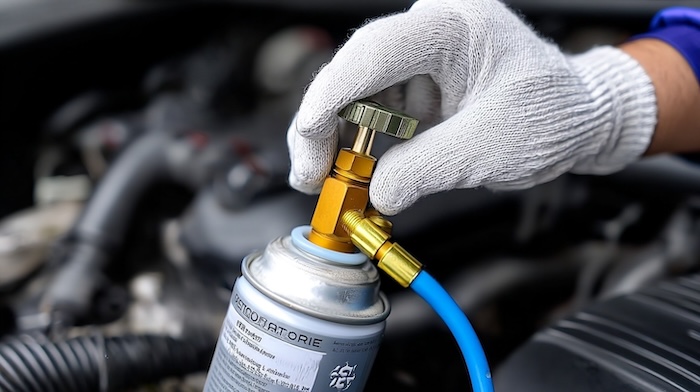 チャージホース内の空気を抜いている様子