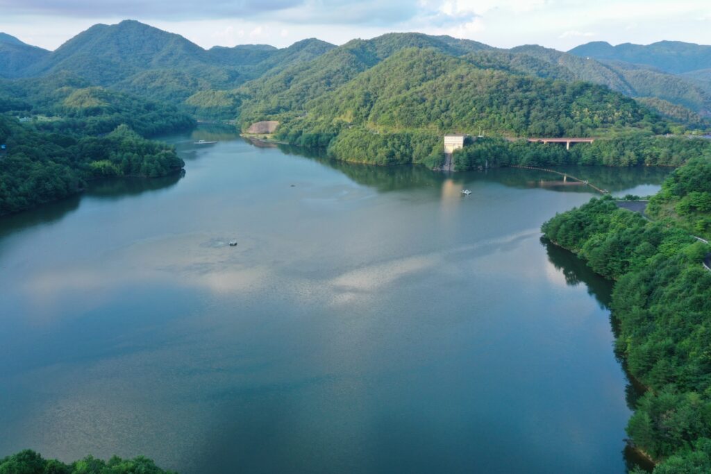 上空から見た湖