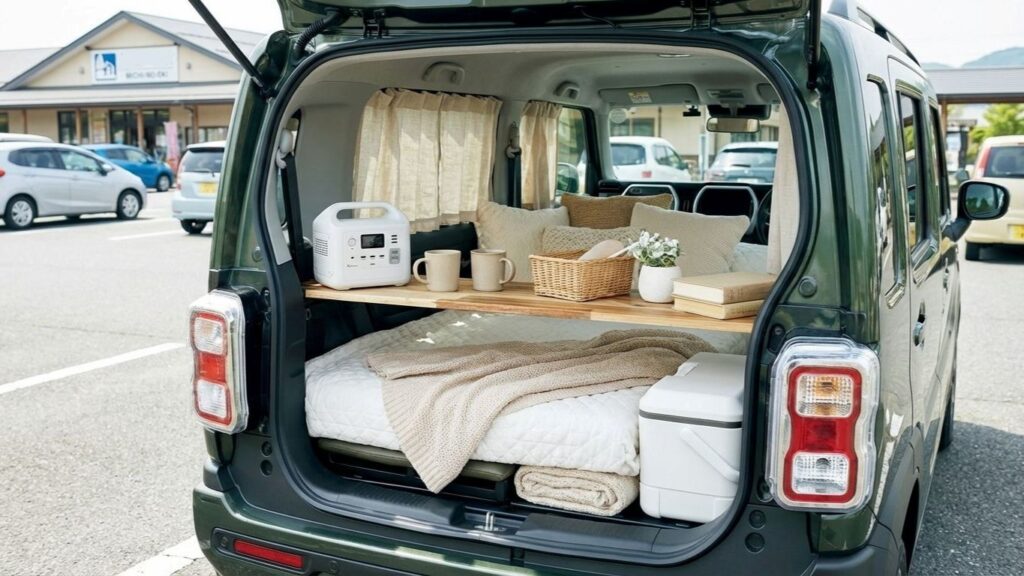 女子の車中泊におすすめの軽自動車ハスラーのイメージ