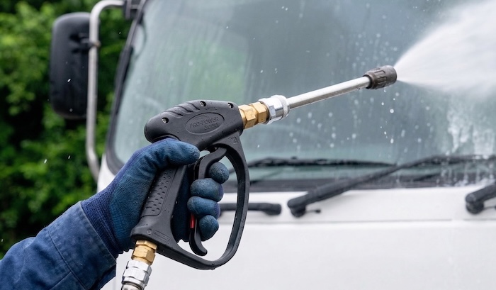 トラック洗車に便利な高圧洗浄機