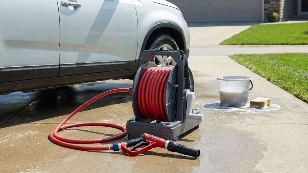 洗車に使用するホースのイメージ