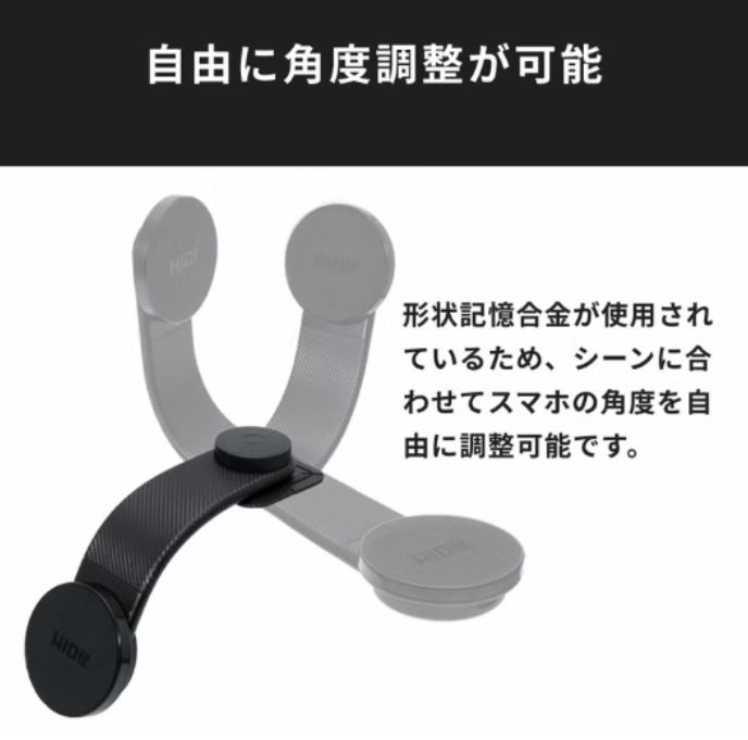 HID屋ベルト型充電式スマホホルダーの角度調整の説明写真
