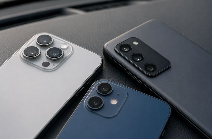 磁石の影響を受ける可能性があるスマホのカメラの写真