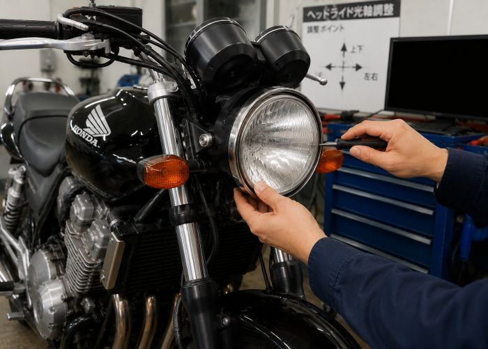 バイクのヘッドライト光軸調整をショップへ依頼する場合