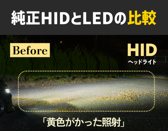 DSシリーズ純正HIDとLEDの比較画像 before