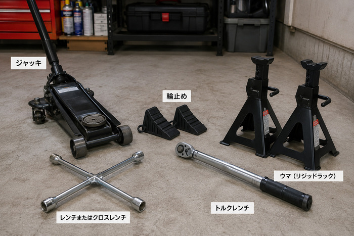 スタッドレスタイヤ交換に必要な道具